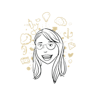 Strichzeichnung einer lächelnden Frau mit Brille - Logo von Sandra Schulze.
